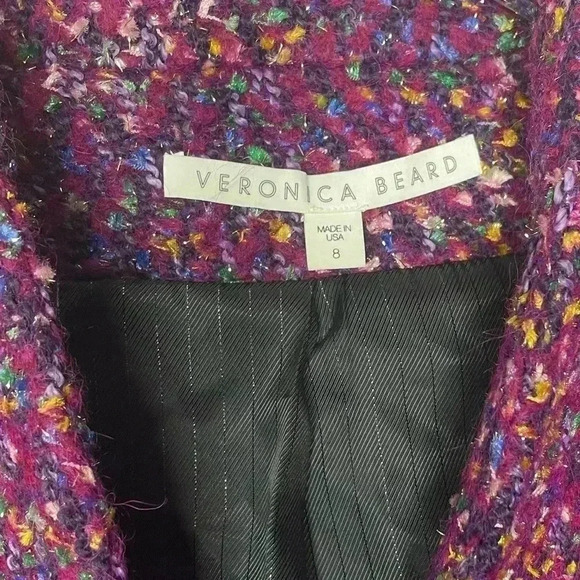Veronica Beard Crispin‎ Open Front Sweater Coat Purple Tweed Oversized S… - Picture 11 of 13
